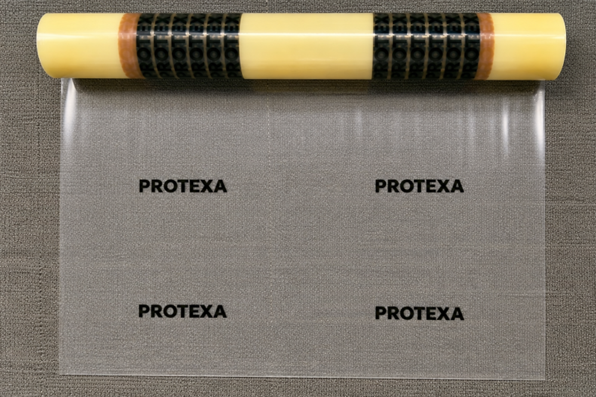 Protexa Teppich-Eco-Abdeckfolie, selbstklebend – 120 cm x 60 m x 60 my