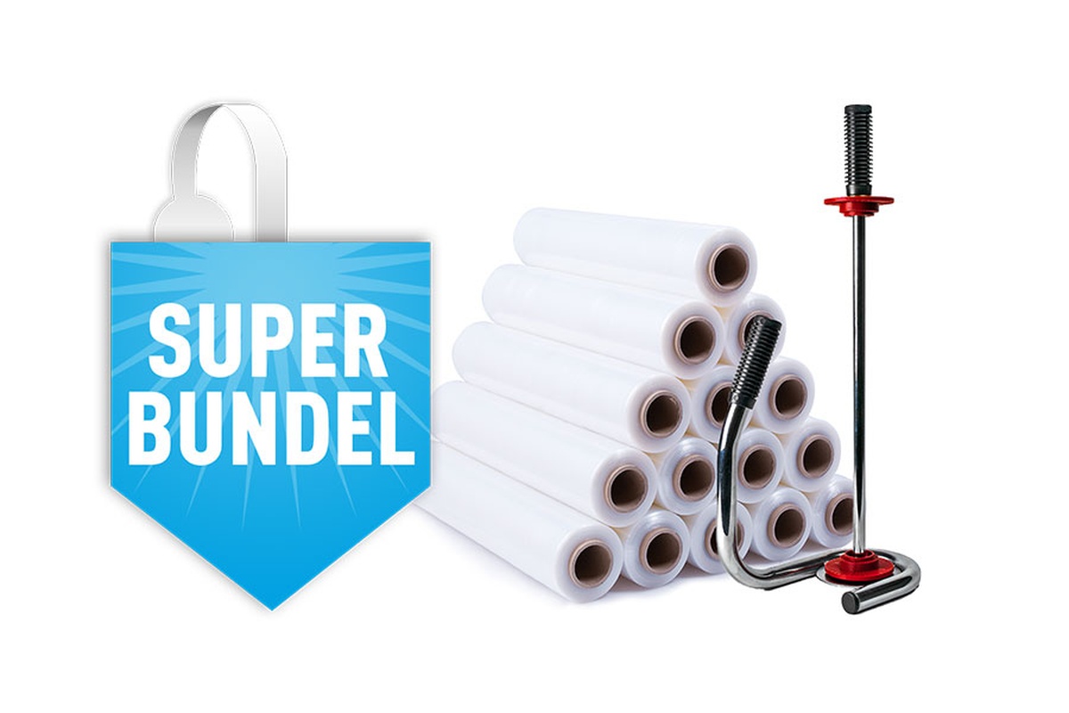 Handstretchfolie transparent - 50cm x 300m x 20my (6st) + Chrom-Spender 