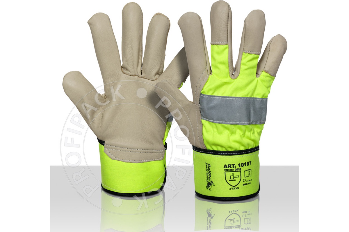 Bullflex Arbeitshandschuhe aus Rinds-/Kalbsleder in Fluor Gelb - Größe 11/XXL