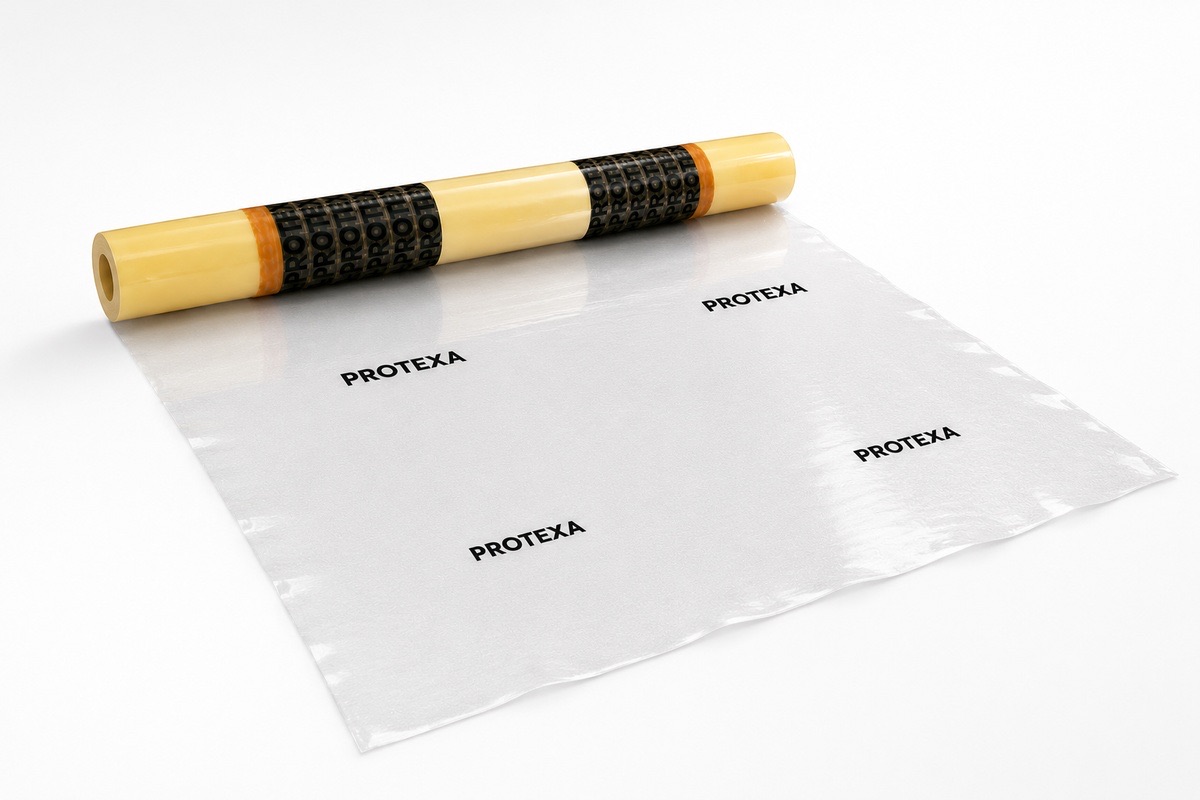 Protexa Teppich Premium-Abdeckfolie, selbstklebend – 120 cm x 60 m x 100 my