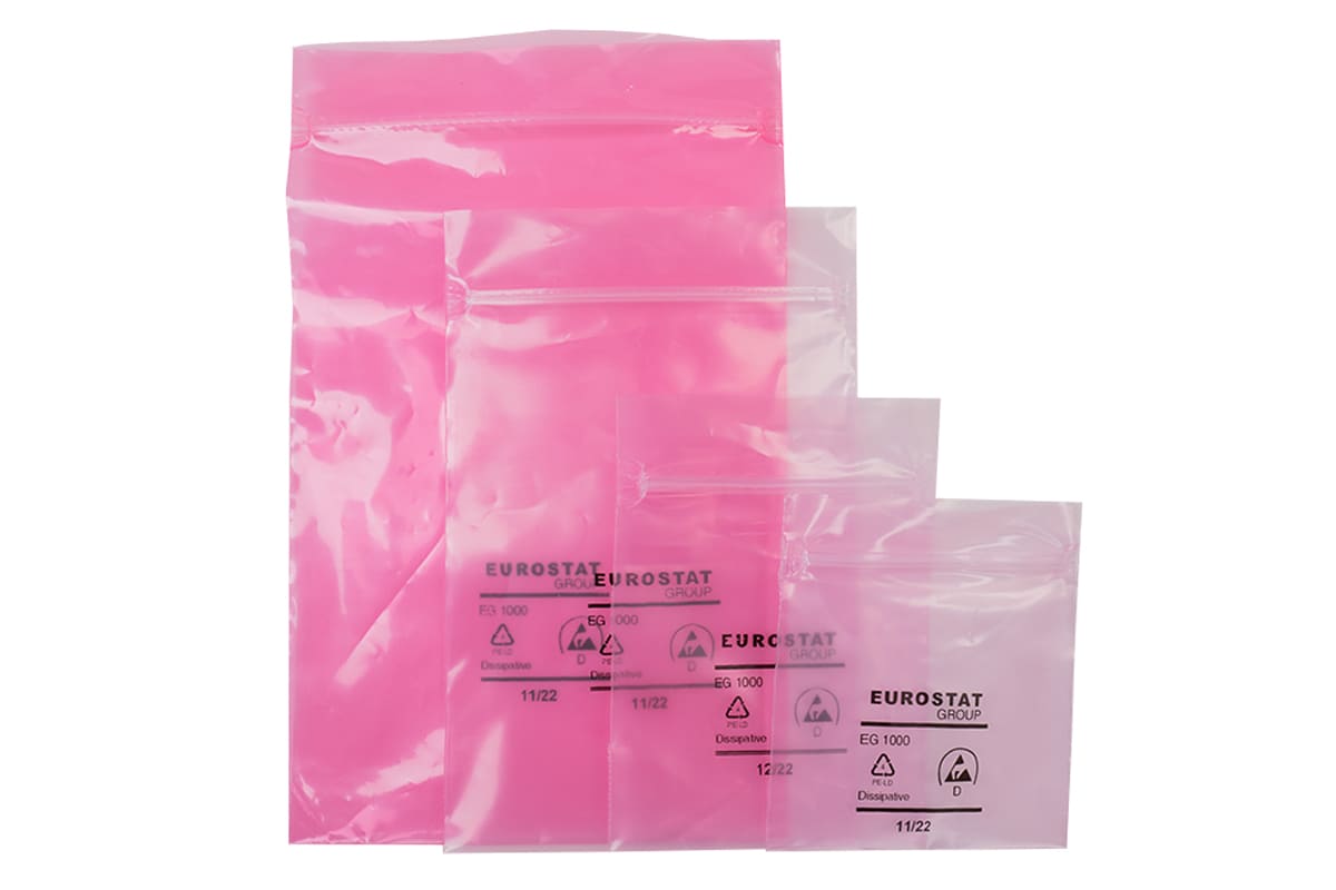 Antistatische Drukverschlussbeutel - 102 x 152mm x 90my (100st)