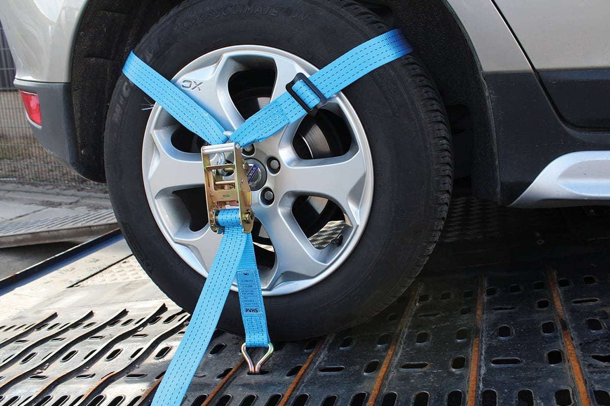 Auto-Transport-Spanngurt mit Blockratsche + D-Ring + 1m Band