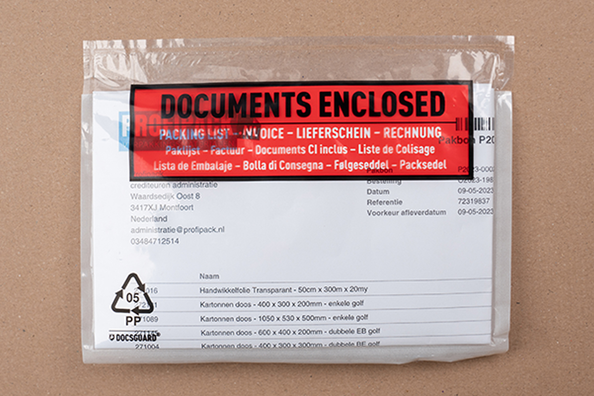 Lieferscheintaschen Documents Enclosed - 165 x 122mm (250 st)