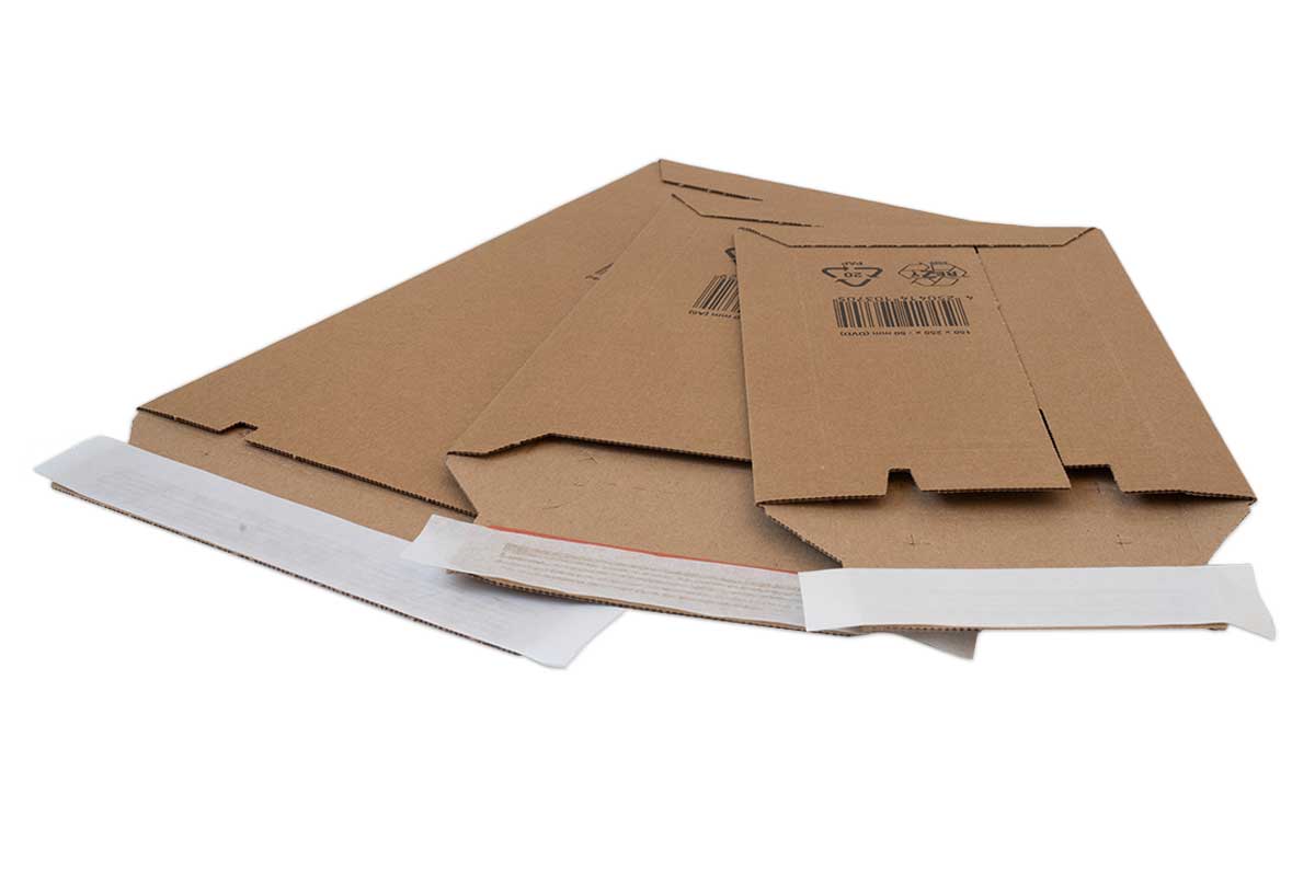 Karton-Versandtaschen Premium - 150 x 250 x 0-50mm (100 Stück)