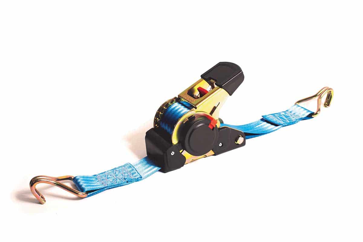 Selbstaufrollender Spanngurt mit Spitzenhaken - 50 mm x 4,5 m (1,5 Tonnen) Selbstaufrollender Spanngurt mit Spitzenhaken - 50 mm x 4,5 m (1,5 Tonnen)