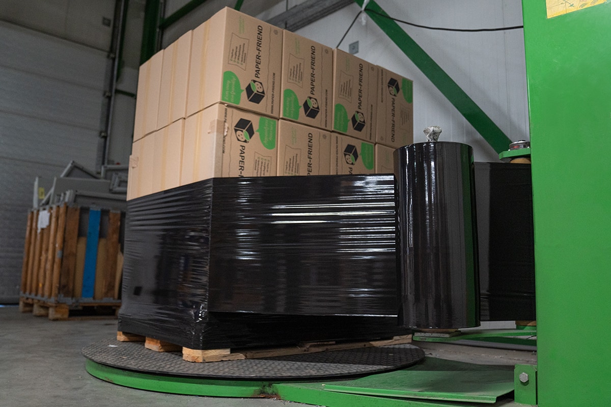 Maschinefolie Schwarz - 50cm x 1800m x 20my (150% Dehnung)