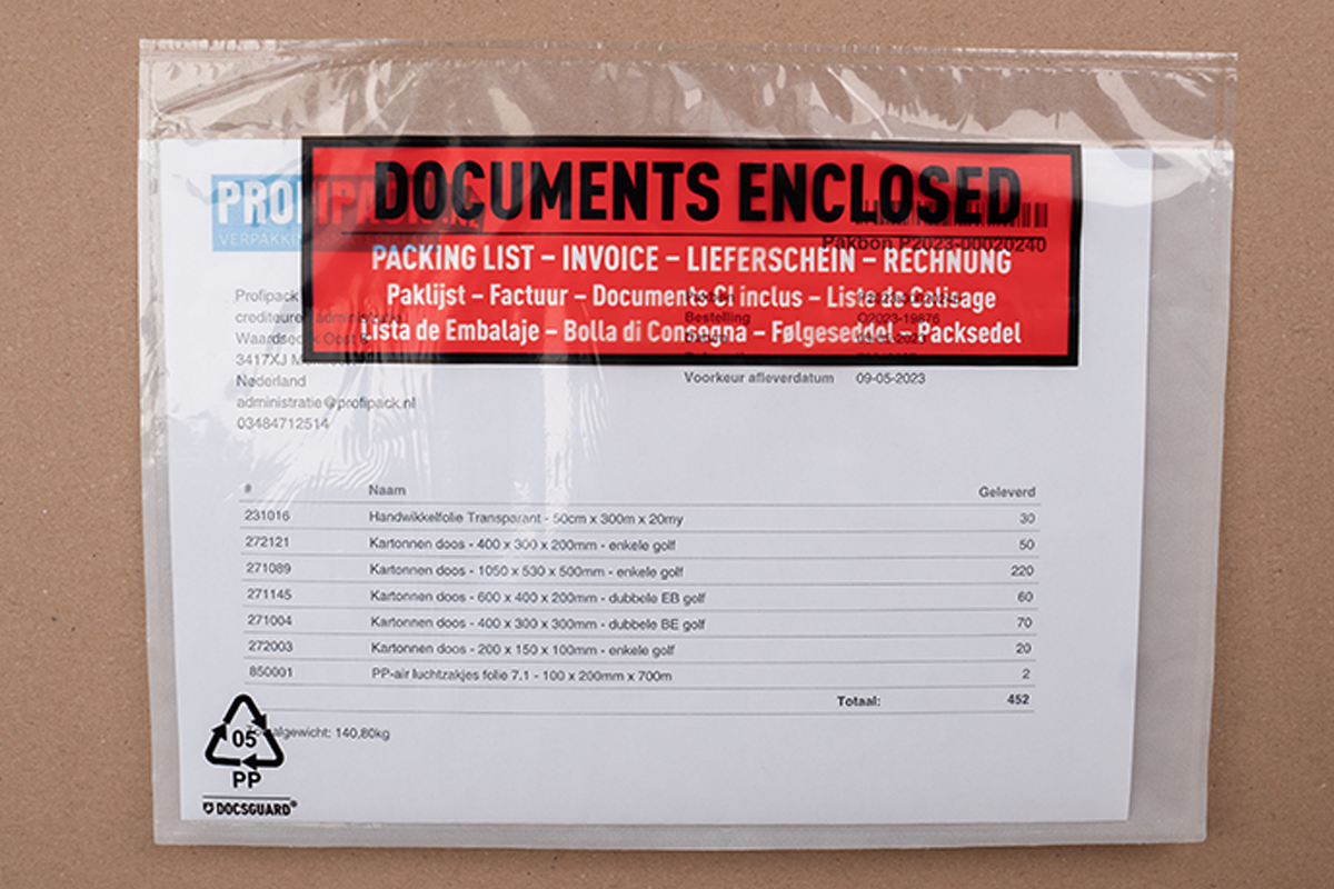 Lieferscheintaschen Documents Enclosed - 225 x 165mm (250 st)