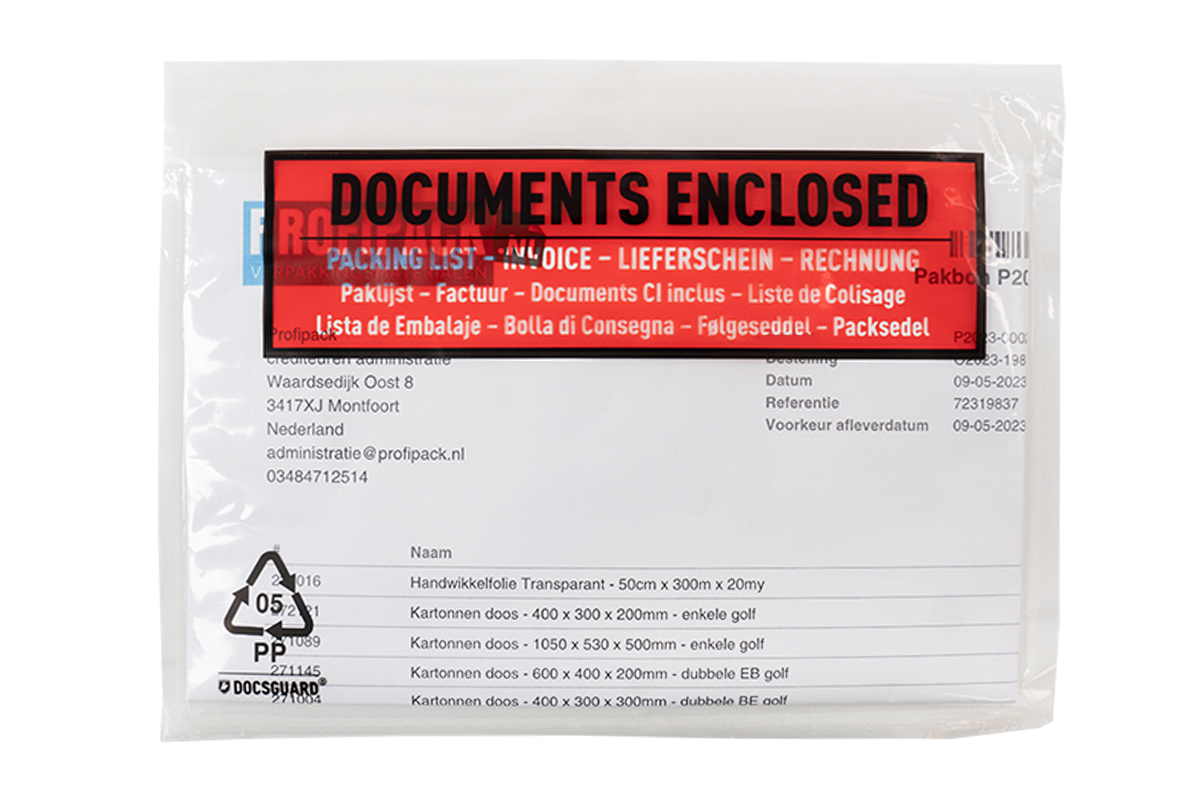 Lieferscheintaschen Documents Enclosed - 165 x 122mm (250 st)