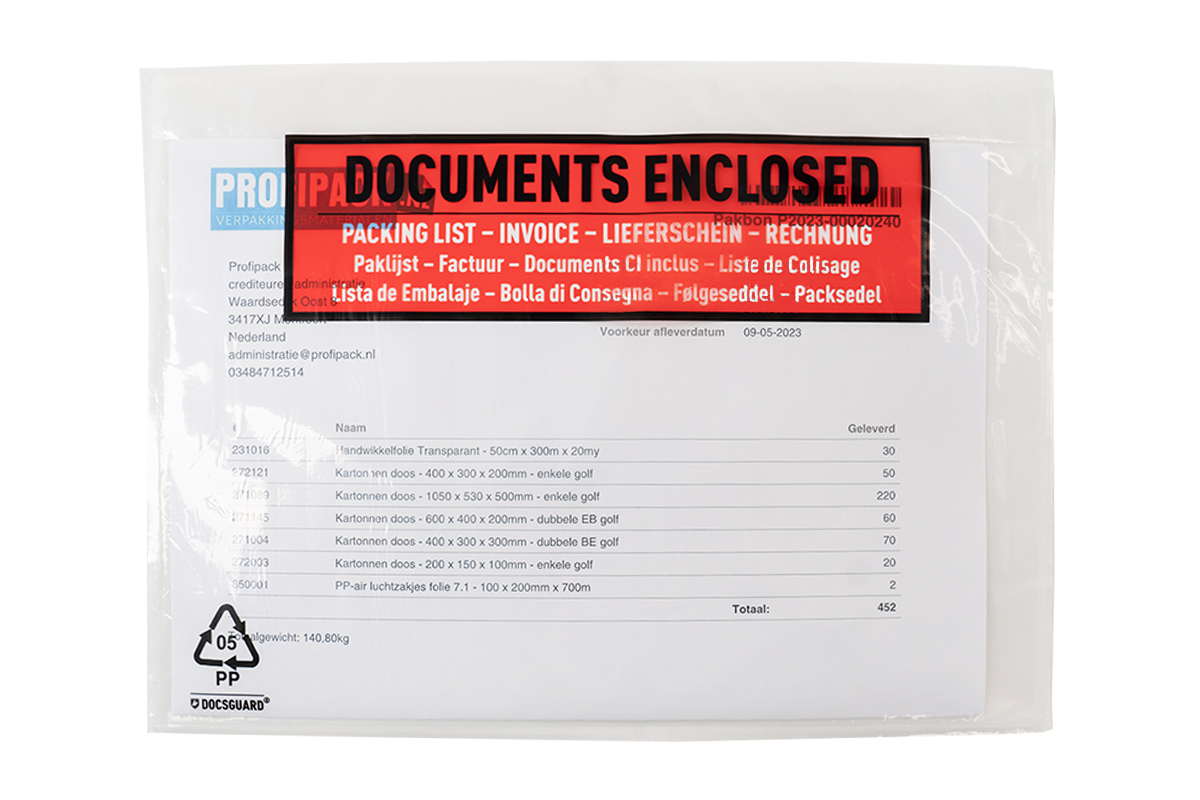 Lieferscheintaschen Documents Enclosed - 225 x 165mm (250 st) Lieferscheintaschen Documents Enclosed - 225 x 165mm (250 st)