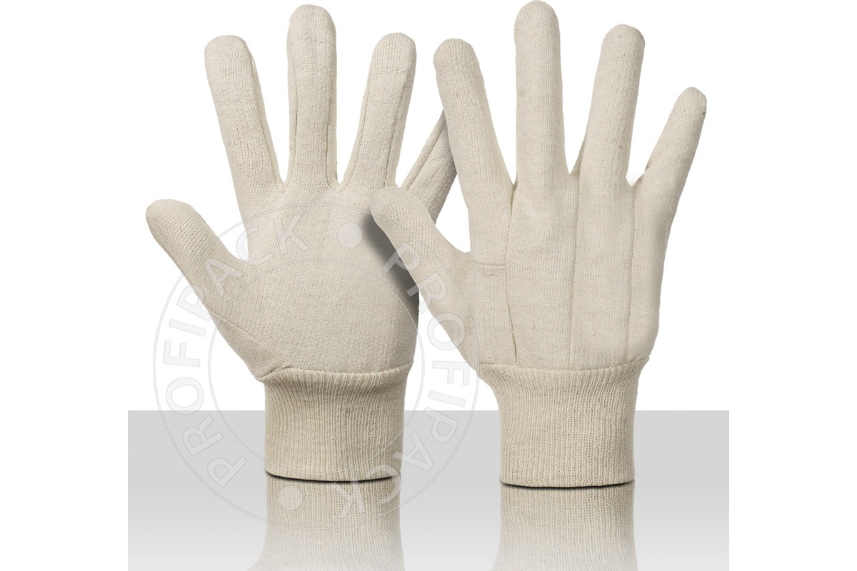 Bullflex 100% Baumwoll-Jersey-Handschuhe Ecru - Größe 10/XL