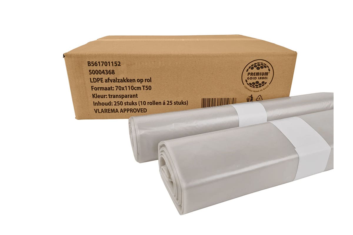 LDPE Müllsäcke Transparent - 70 x 110cm x 35my (250st)