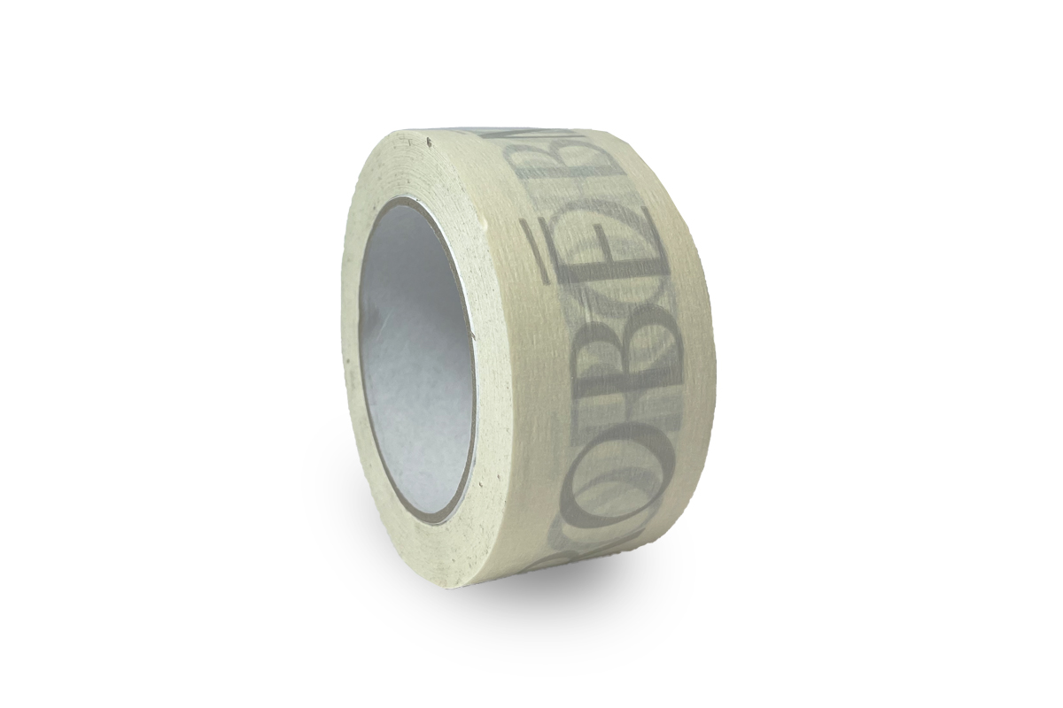 Bedrucktes weißes Papierklebeband - 50 mm x 50 m (1 Farbe) Bedrucktes weißes Papierklebeband - 50 mm x 50 m (1 Farbe)