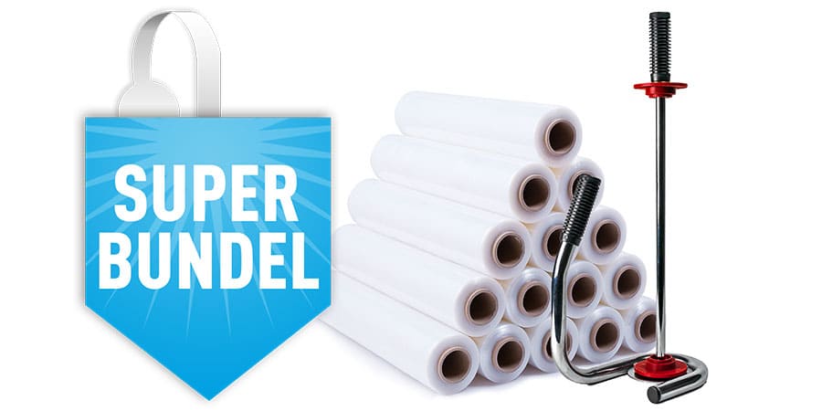 Handstretchfolie transparent - 50cm x 300m x 20my (6st) + Chrom-Spender 