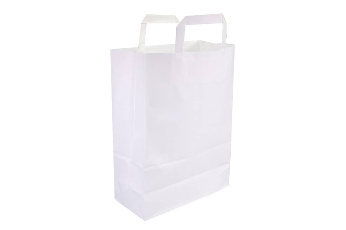 Papier Tragetaschen weiß - 220 x 100 x 280mm x 70gr (250st)