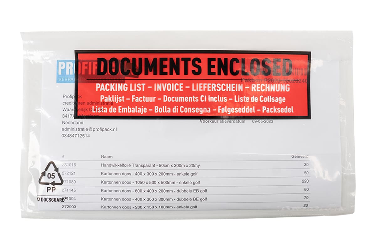 Lieferscheintaschen Documents Enclosed - 225 x 122mm (250 st) Lieferscheintaschen Documents Enclosed - 225 x 122mm (250 st)