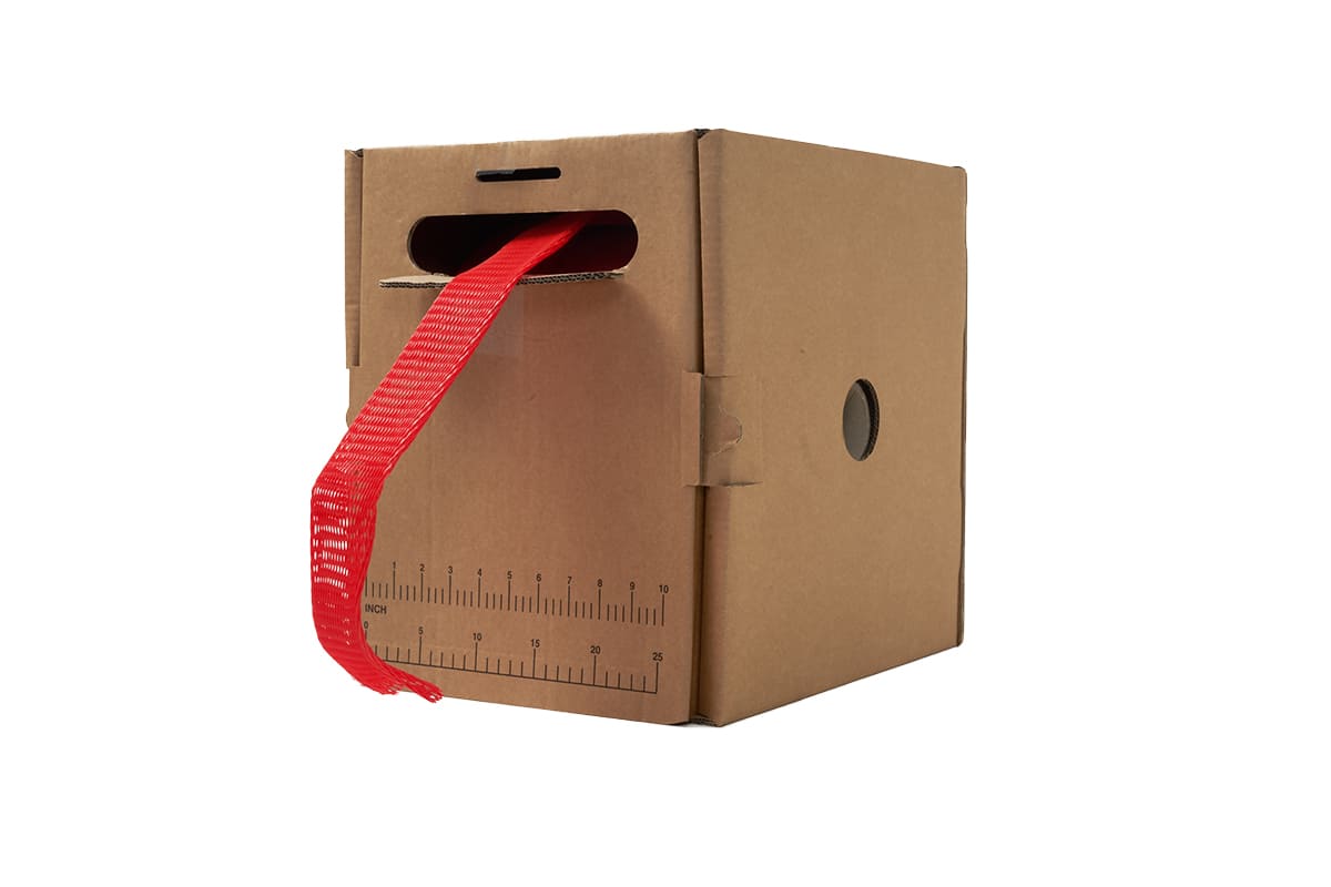 Kunststoffschlauchnetz in Spenderbox Rot - 50-100mm x 100m