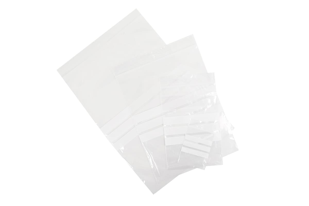 Druckverschlussbeutel transparent mit Schriftfeld - 100 x 150mm x 50my (1.000 st)