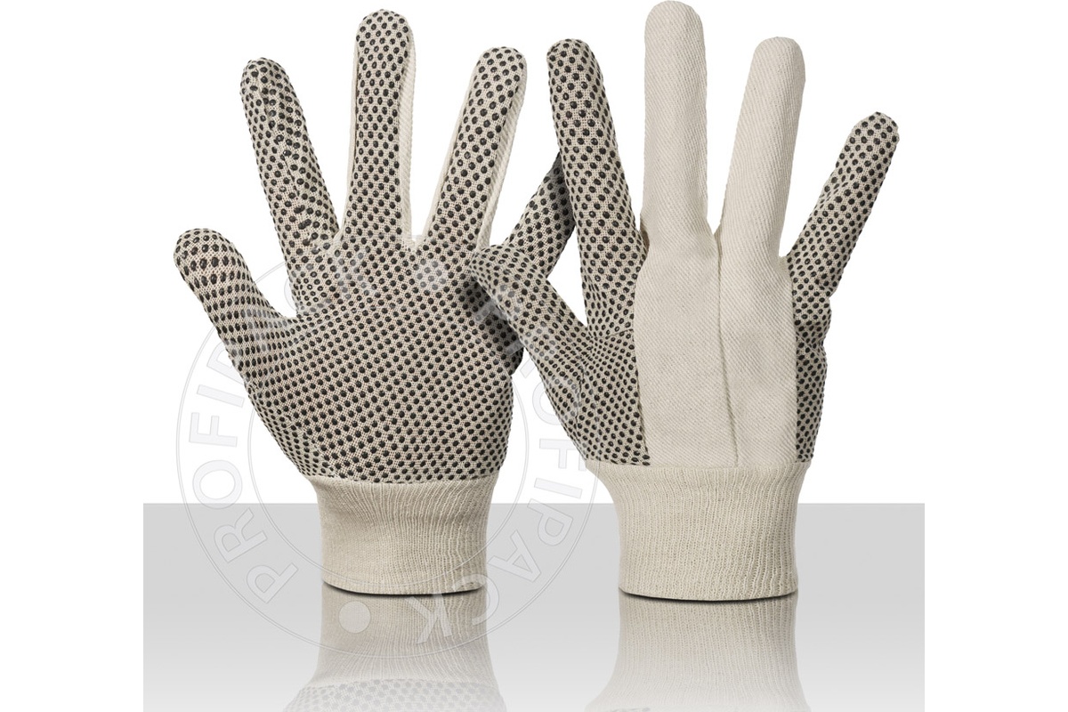Bullflex 100% Baumwoll-Diagonalhandschuhe mit Antirutsch - Größe 10/XL