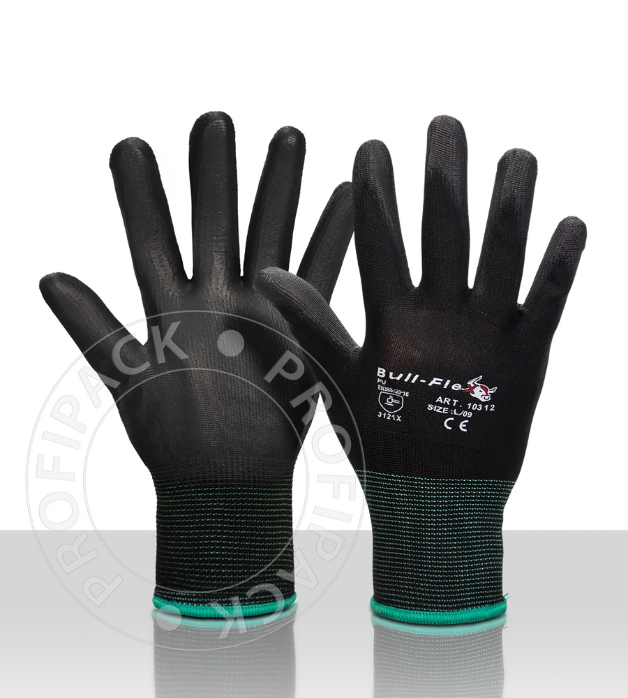 Bullflex PU Nitril Montagehandschuhe schwarz - Größe 6/XS