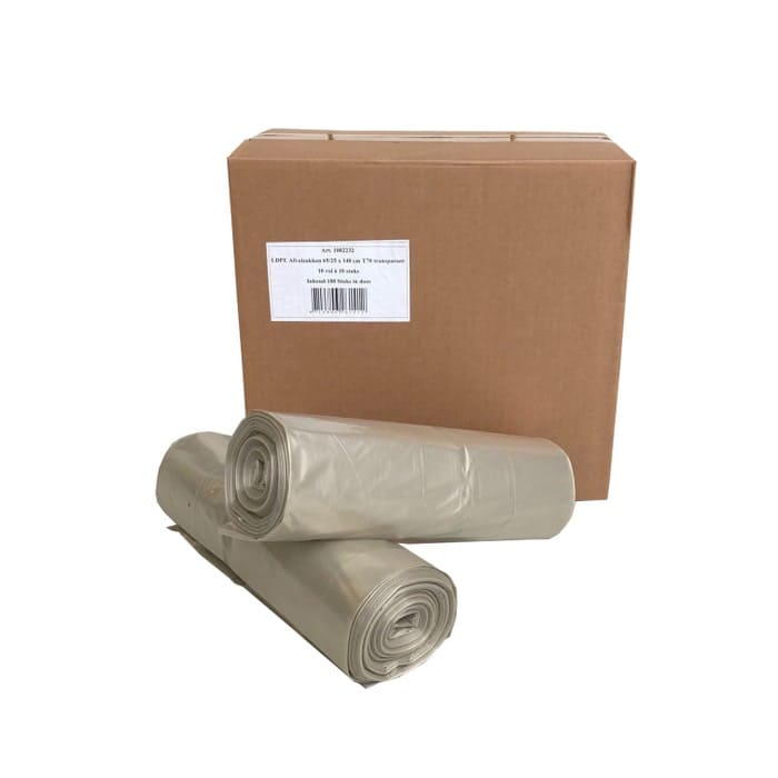 LDPE Müllsäcke transparent 240 Liter - 65 x 25/25 x 140cm x 55my (10 st)