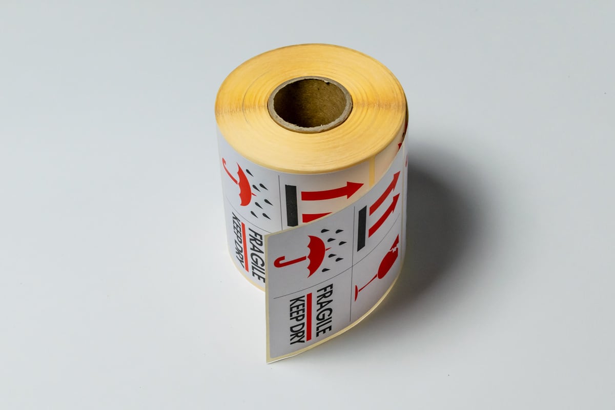 Warnetiketten "Fragile - Trocken halten" - 100 x 100mm (500 Stück)